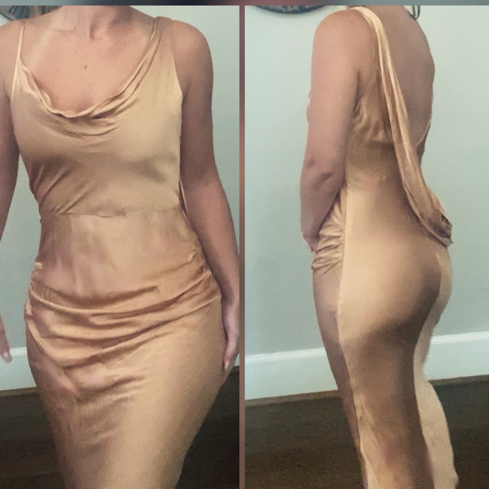Rose gold evening gown, formal dress, wedding guest, military ball or gala gown - Picture 2 of 3